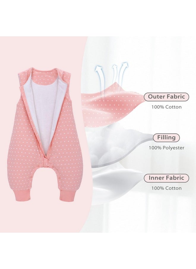 Miracle Baby Baby Sleep Sack With Feet 2.5 Tog Winter Toddler Sleeping Sack Combed Cotton Baby Wearable Blanket For Early Walkers (Pink Dots, 3-12 Months)  - Image 5