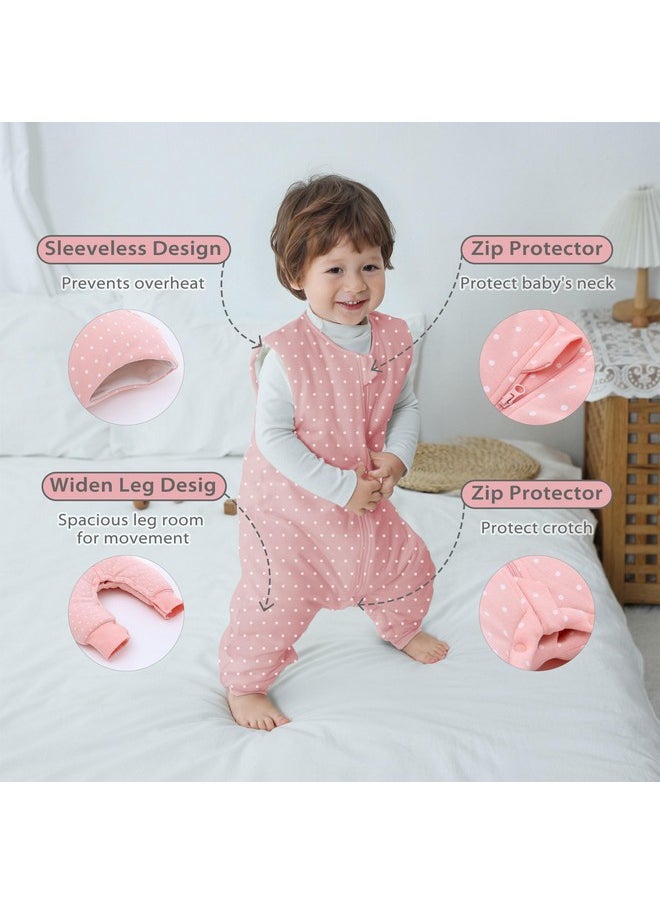 Miracle Baby Baby Sleep Sack With Feet 2.5 Tog Winter Toddler Sleeping Sack Combed Cotton Baby Wearable Blanket For Early Walkers (Pink Dots, 3-12 Months)  - Image 3