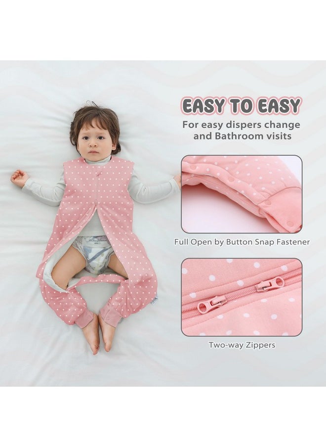 Miracle Baby Baby Sleep Sack With Feet 2.5 Tog Winter Toddler Sleeping Sack Combed Cotton Baby Wearable Blanket For Early Walkers (Pink Dots, 3-12 Months)  - Image 4