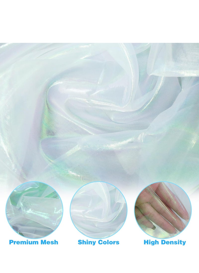 59" Magic Rainbow Laser Gradient Organza Lace Fabric,Iridescent Holographic Gauze Fabric for Wedding Dress,Curtain,Photography Background,Party,DIY Supplies,Home Decor (1 Yard)