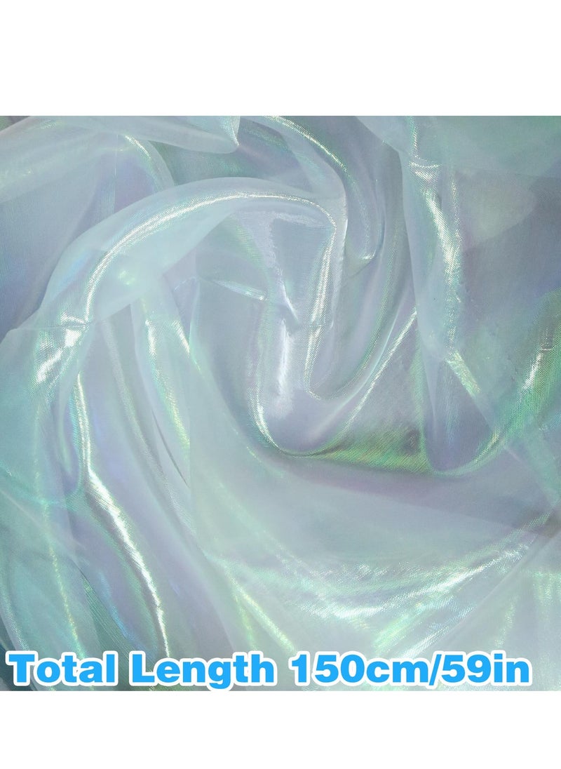 59" Magic Rainbow Laser Gradient Organza Lace Fabric,Iridescent Holographic Gauze Fabric for Wedding Dress,Curtain,Photography Background,Party,DIY Supplies,Home Decor (1 Yard)