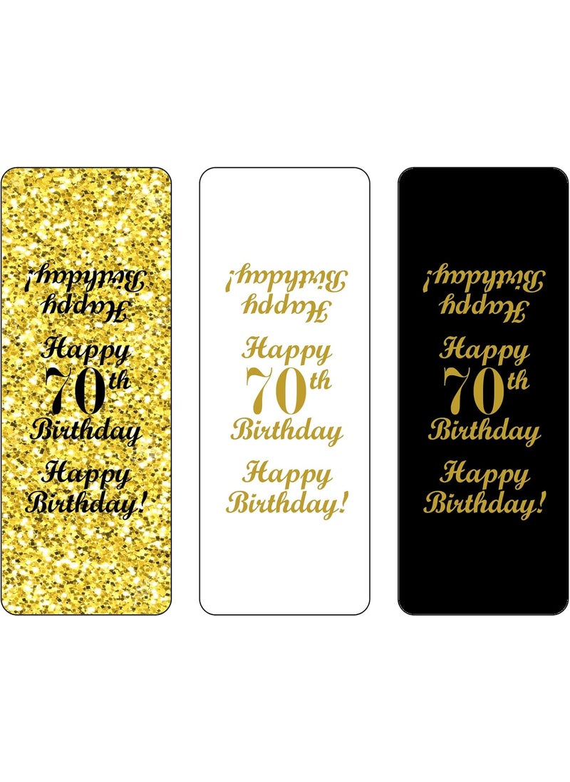 RokAPary 70th Birthday Nuggets Labels Chocolate Candy Wrapper Set of 90 Candy Stickers 3 Designs 30 Gold 30 Black 30 White Candy Not Included  - Image 3