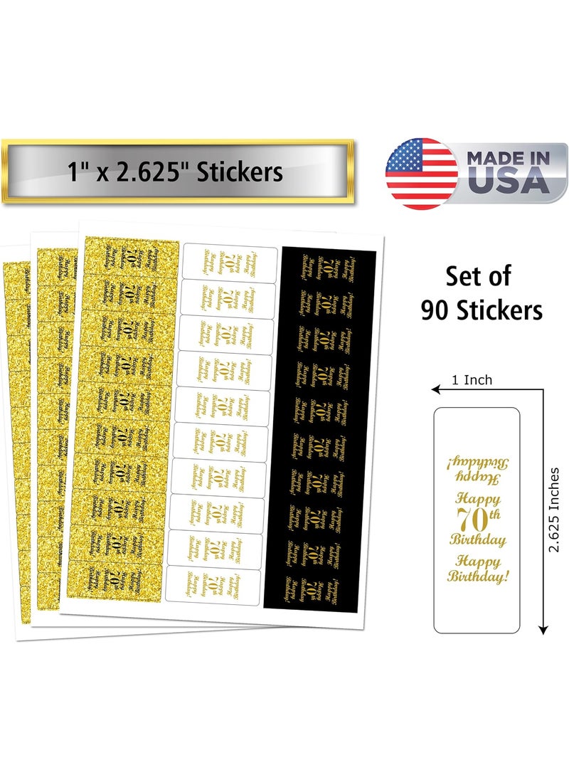 RokAPary 70th Birthday Nuggets Labels Chocolate Candy Wrapper Set of 90 Candy Stickers 3 Designs 30 Gold 30 Black 30 White Candy Not Included  - Image 4