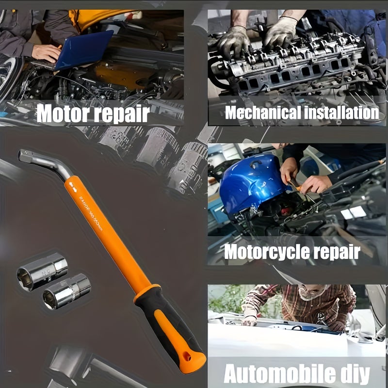 Orange Heavy Duty Telescoping Lug Wrench With 17 19 21 23mm Sockets - Image 3