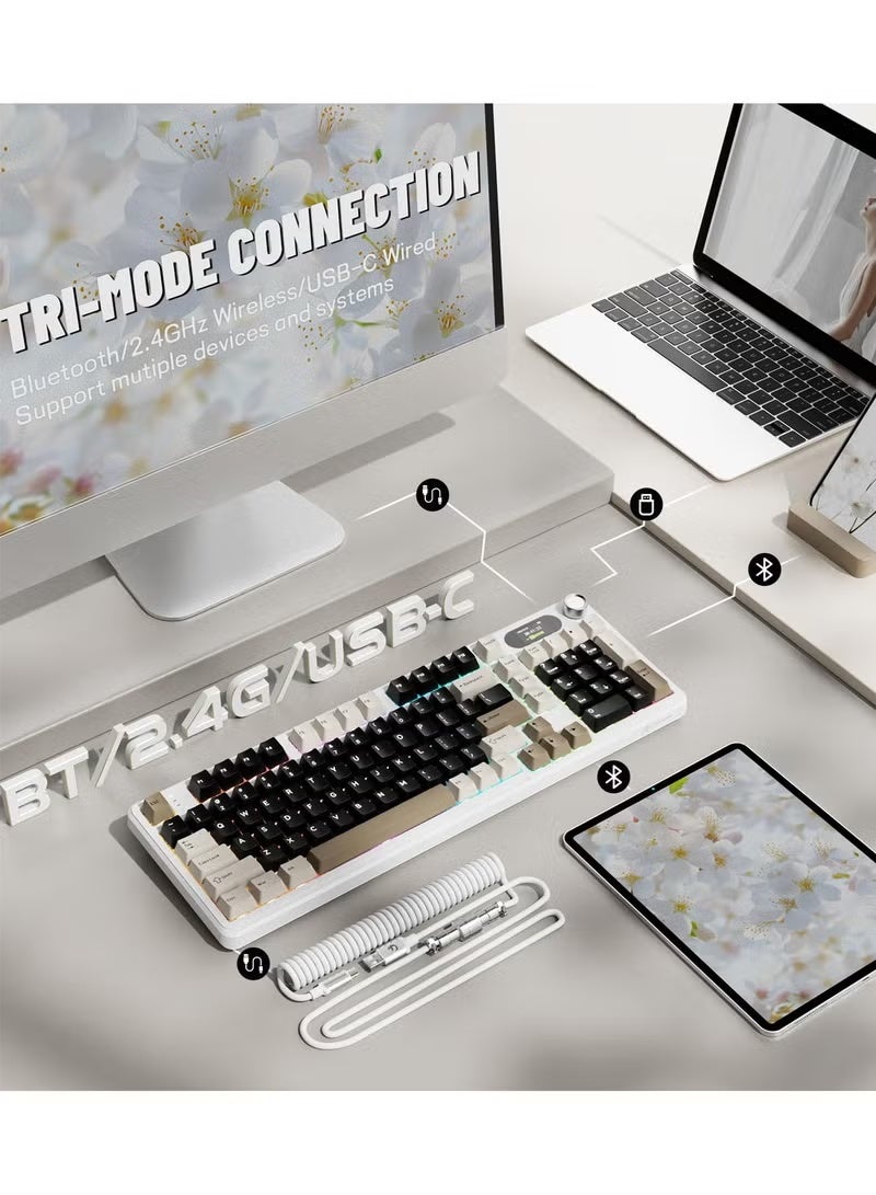 Attack Shark X98 Pro Wireless Mechanical Keyboard,Tri-Mode BT5.0/2.4G/Wired Custom Keyboard with Smart Display&Knob,98 Keys Hot Swappable,Web Driver RGB Gaming Keyboard for PC/Mac/PS4/Xbox - Image 3