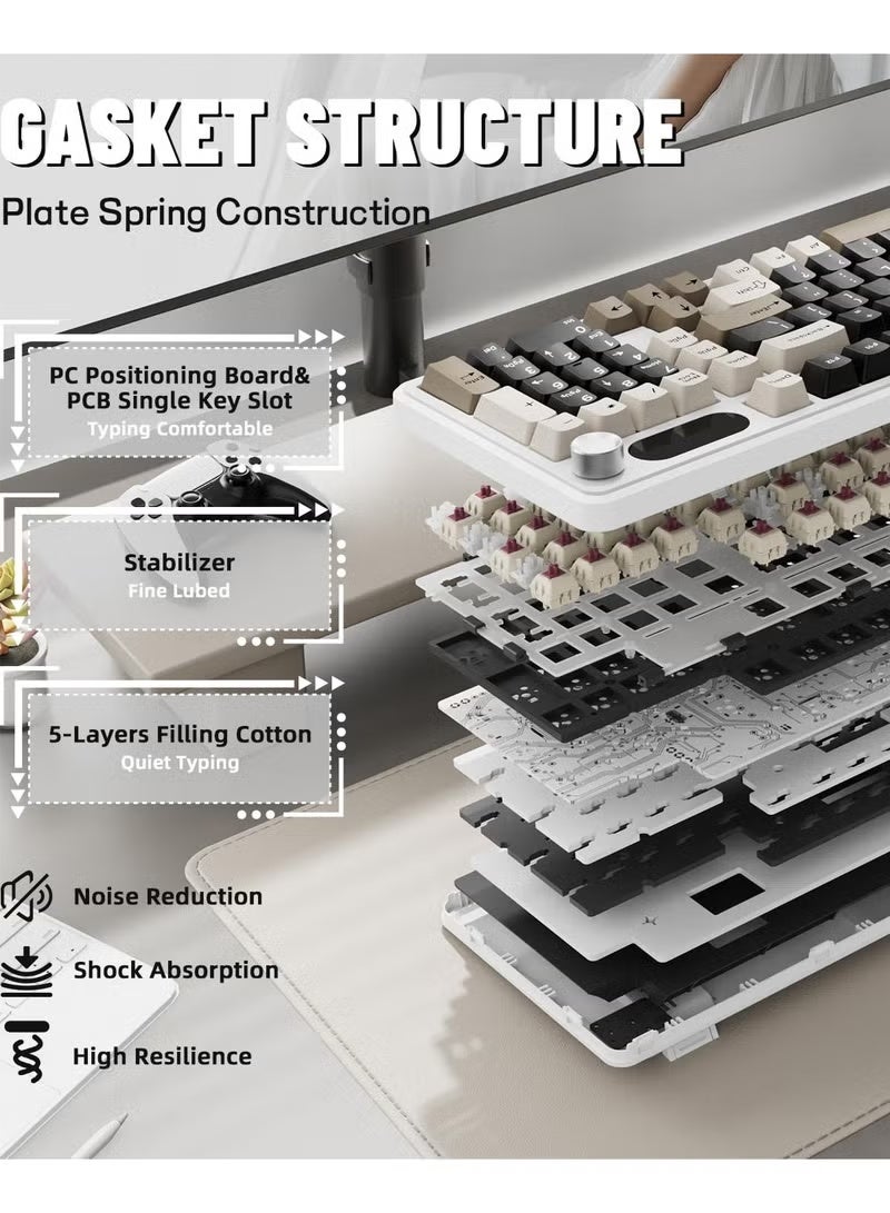 Attack Shark X98 Pro Wireless Mechanical Keyboard,Tri-Mode BT5.0/2.4G/Wired Custom Keyboard with Smart Display&Knob,98 Keys Hot Swappable,Web Driver RGB Gaming Keyboard for PC/Mac/PS4/Xbox - Image 5