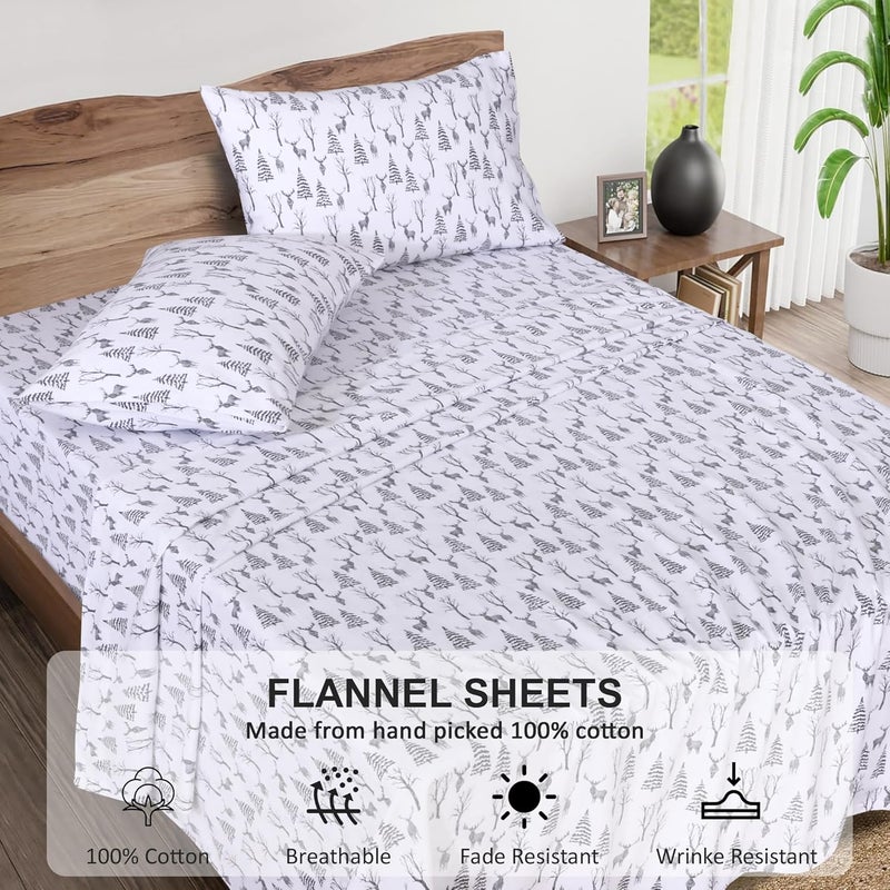 RUVANTI Flannel Sheets Twin Size - 100% Cotton Double Brushed Twin Sheets Set, Deep Pockets 16 Inches, All Seasons Breathable & Extra Soft Bed Sheets, Warm & Cozy, 3 Piece, Dry Winter - Image 4