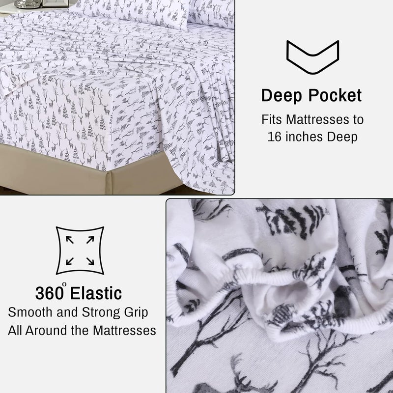 RUVANTI Flannel Sheets Twin Size - 100% Cotton Double Brushed Twin Sheets Set, Deep Pockets 16 Inches, All Seasons Breathable & Extra Soft Bed Sheets, Warm & Cozy, 3 Piece, Dry Winter - Image 5