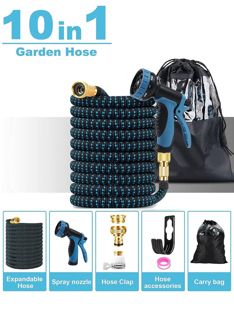موثوقية التنبؤ خرطوم حديقة قابل للتمديد، خرطوم مياه مرن مع 10 فوهات رذاذ، خرطوم خفيف الوزن 100 قدم مع قماش فائق القوة، مثالي للفناء والسيارة والحيوانات الأليفة والأماكن الخارجية - Image 1