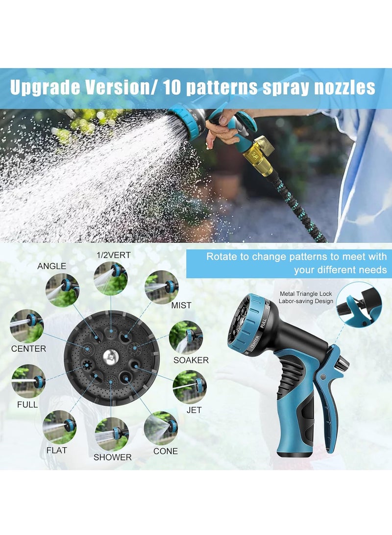 موثوقية التنبؤ خرطوم حديقة قابل للتمديد، خرطوم مياه مرن مع 10 فوهات رذاذ، خرطوم خفيف الوزن 100 قدم مع قماش فائق القوة، مثالي للفناء والسيارة والحيوانات الأليفة والأماكن الخارجية - Image 2