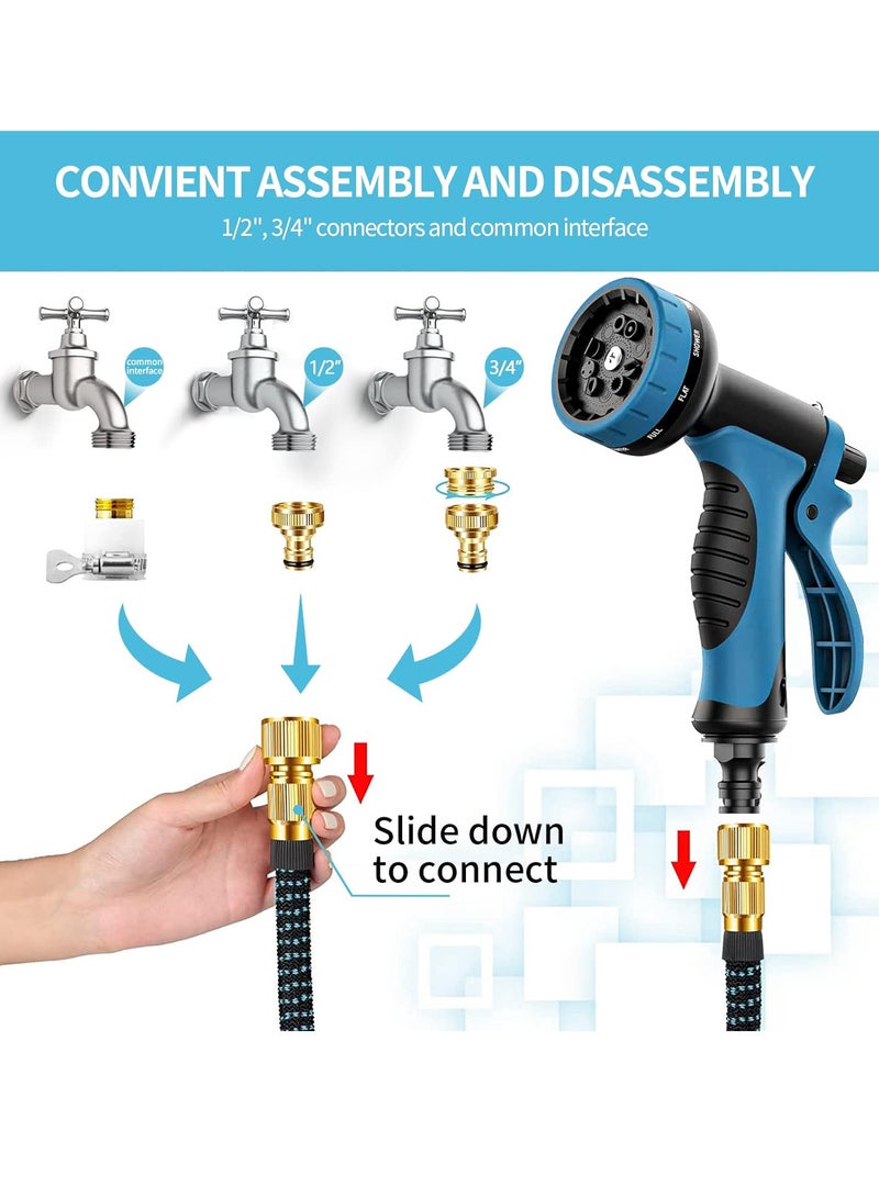 موثوقية التنبؤ خرطوم حديقة قابل للتمديد، خرطوم مياه مرن مع 10 فوهات رذاذ، خرطوم خفيف الوزن 100 قدم مع قماش فائق القوة، مثالي للفناء والسيارة والحيوانات الأليفة والأماكن الخارجية - Image 4