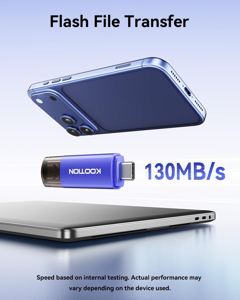 Kootion 512 جيجابايت فلاش درايف USB C، فلاش درايف 2 في 1 نوع-C USB-A و USB-C 3.0، محرك مزدوج OTG، ذاكرة فلاش لهواتف أندرويد/أجهزة لوحية/حاسوب - Image 3