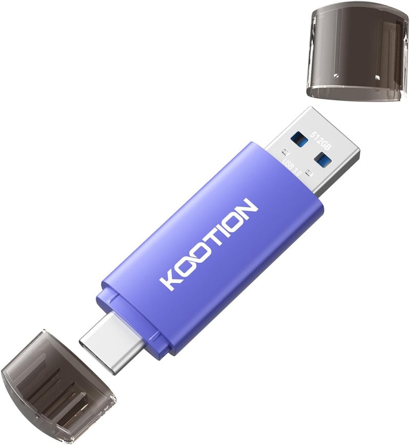 Kootion 512 جيجابايت فلاش درايف USB C، فلاش درايف 2 في 1 نوع-C USB-A و USB-C 3.0، محرك مزدوج OTG، ذاكرة فلاش لهواتف أندرويد/أجهزة لوحية/حاسوب - Image 1