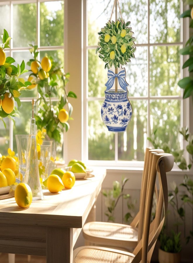 RattanView Large Size Chinoiserie Lemon Tree Door Hanger Rustic Topiary Wooden Sign Front Door Home Wreath Ornament for Farmhouse Indoor Outdoor Yard Porch Welcome Decor - Image 5