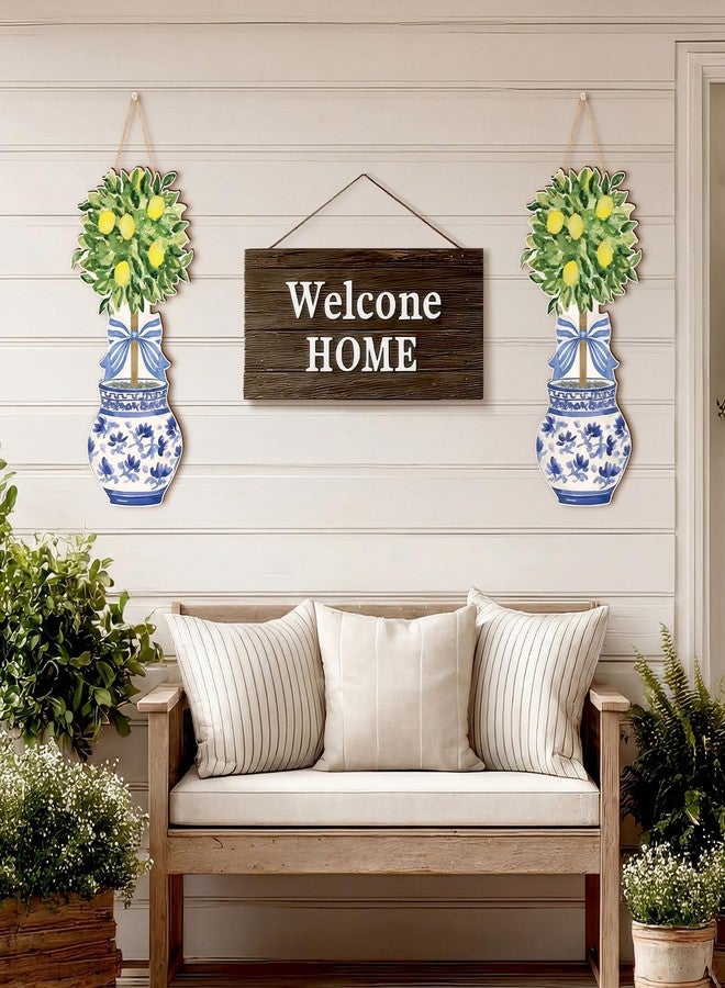 RattanView Large Size Chinoiserie Lemon Tree Door Hanger Rustic Topiary Wooden Sign Front Door Home Wreath Ornament for Farmhouse Indoor Outdoor Yard Porch Welcome Decor - Image 4