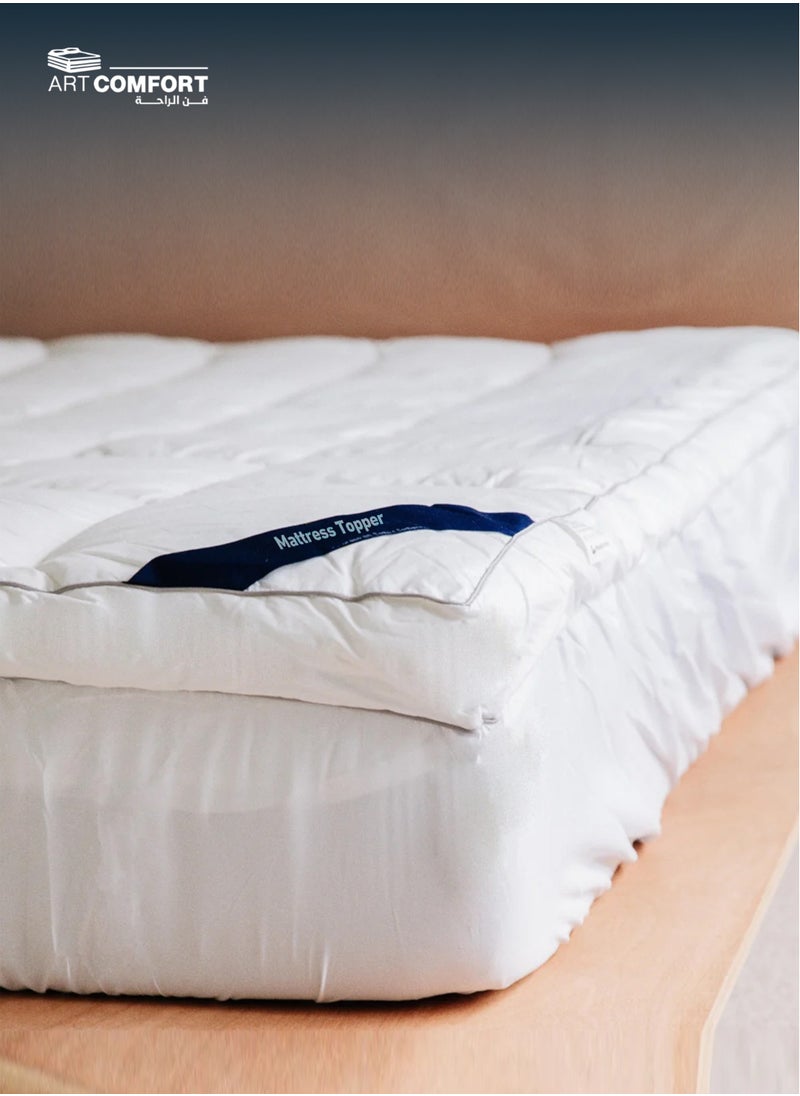 Art Comfort Hotel-Style Mattress Topper (Queen) made with premium cotton and soft microfiber filling, delivering the sensation of sleeping on cloud wings. size 200x160x10 cm  - Image 4
