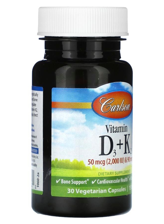 Carlson فيتامين د3 + ك2 30 كبسولة نباتية - Image 2