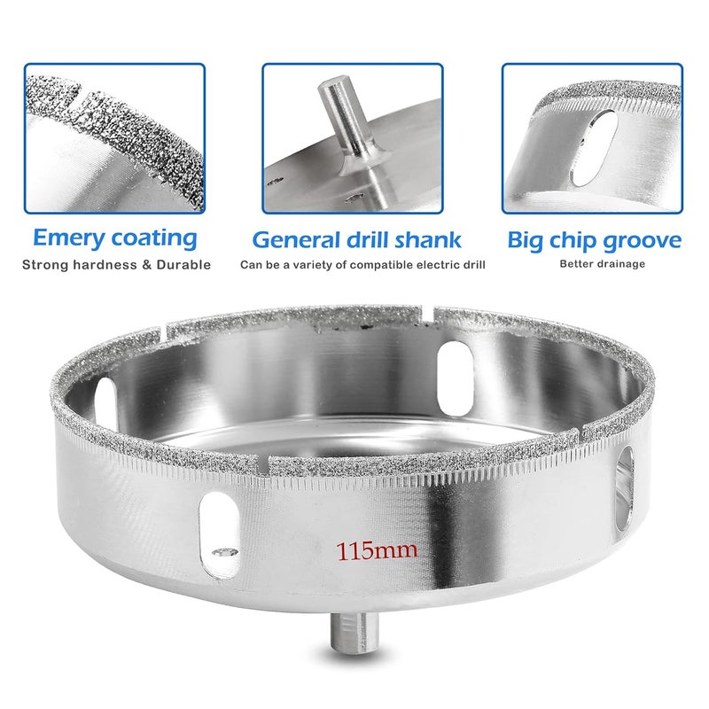 Luomorgo 115mm/4 1/2 inch Diamond Hole Saw, 1.1 inch Cutting Depth Diamond Diamond Drill Bits for Glass Ceramic Marble Porcelain Tile Granite Quartz Gemstone - Image 5