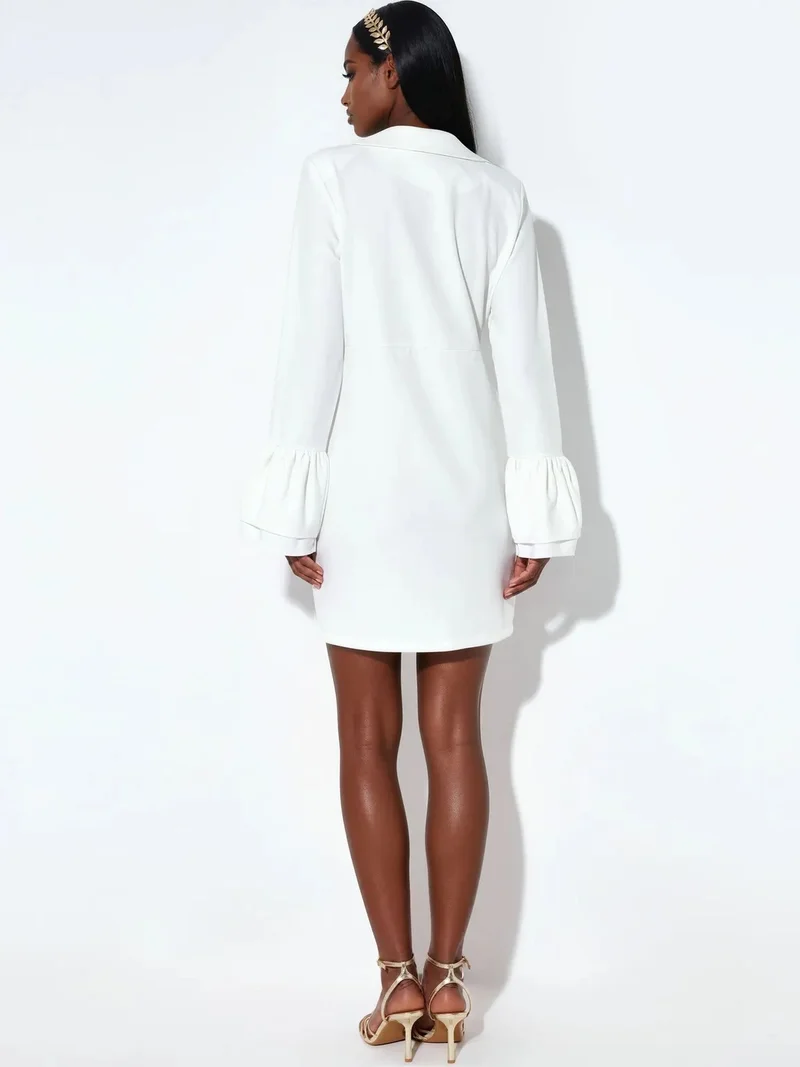 Jennyfer Fitted Mini Dress With V-neck And Buttons