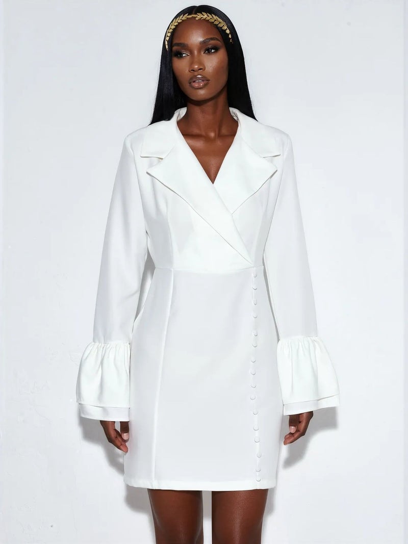 Jennyfer Fitted Mini Dress With V-neck And Buttons - Image 1