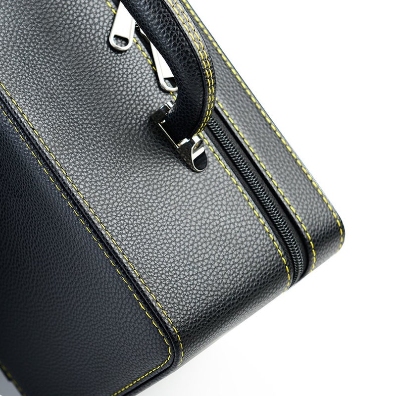 Oirlv Black Leather Jewelry Box Handmade Travel Jewelry Organizer Storage Case Holder For Girl Lady Earring,Ring,Necklace,Pendant,Watch,Bracelet.(3 layers) - Image 4