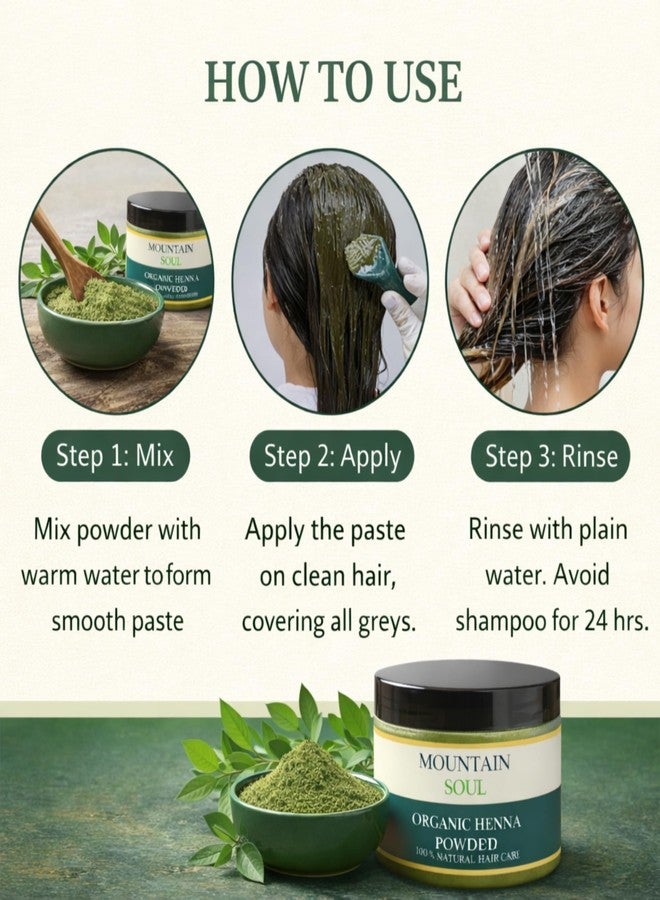 Mountain Soul Natural Henna Powder for Hair - 100g | 100% Pure Mehendi Powder | Chemical Free Herbal Hair Color | Grey Hair Coverage | Hair Conditioning & Scalp Care | For Men & Women - Image 4
