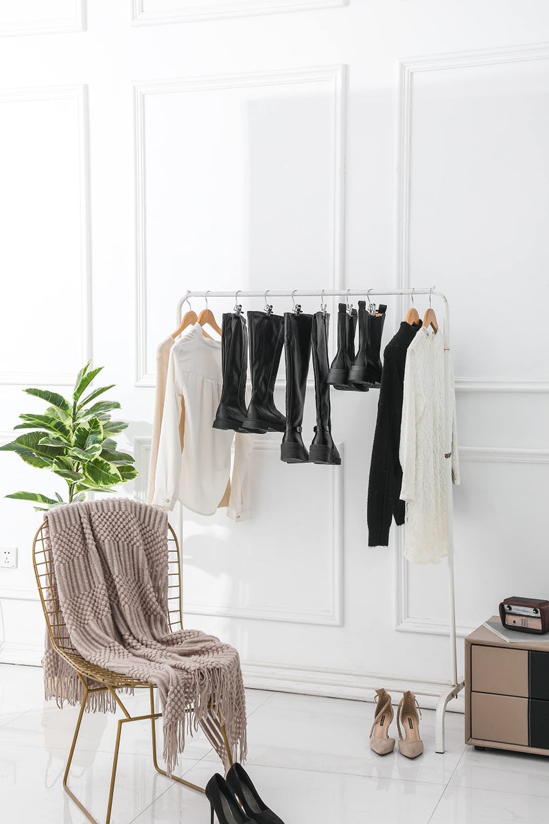 frezon 50 حزمة التمهيد شماعات يغطي الرجل المنظم لخزانة الغسيل السنانير مع لقطات حامل التمهيد مقاطع معلقة الشماعات المحمولة مقطع واحد توفير مساحة للجينز القبعات الأحذية الطويلة المناشف (أسود) - Image 4