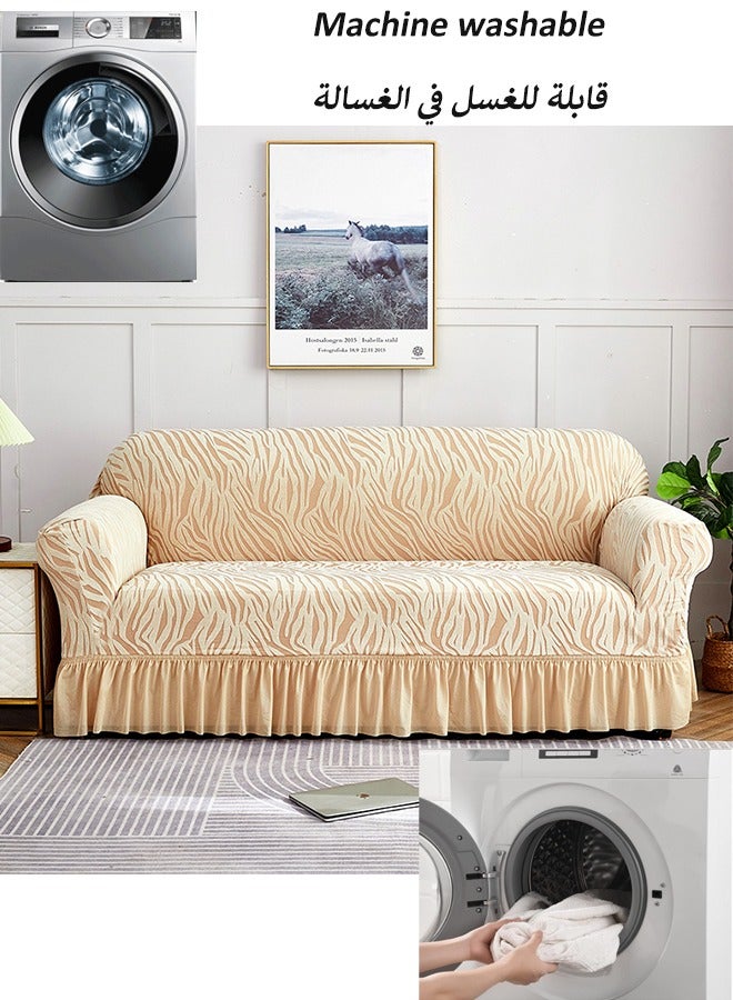 Sofa Slipcover, Stretchable Full Cover Dustproof Sofa Towel Couch Slipcover, machine washable couch cover,Stretchable Full Cover Dustproof Sofa Towel Couch Slipcover, Four Seasons Universal Sofa Cover for Dogs Cats Pets Kids Beige（beige,singel）  - Image 3