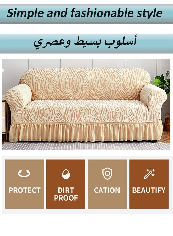 Sofa Slipcover, Stretchable Full Cover Dustproof Sofa Towel Couch Slipcover, machine washable couch cover,Stretchable Full Cover Dustproof Sofa Towel Couch Slipcover, Four Seasons Universal Sofa Cover for Dogs Cats Pets Kids Beige（beige,singel）  - Image 4