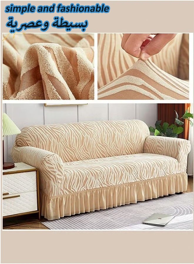Sofa Slipcover, Stretchable Full Cover Dustproof Sofa Towel Couch Slipcover, machine washable couch cover,Stretchable Full Cover Dustproof Sofa Towel Couch Slipcover, Four Seasons Universal Sofa Cover for Dogs Cats Pets Kids Beige（beige,singel）  - Image 5