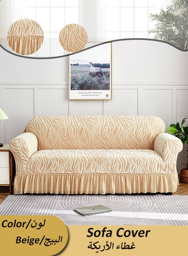 Sofa Slipcover, Stretchable Full Cover Dustproof Sofa Towel Couch Slipcover, machine washable couch cover,Stretchable Full Cover Dustproof Sofa Towel Couch Slipcover, Four Seasons Universal Sofa Cover for Dogs Cats Pets Kids Beige（beige,singel）  - Image 1