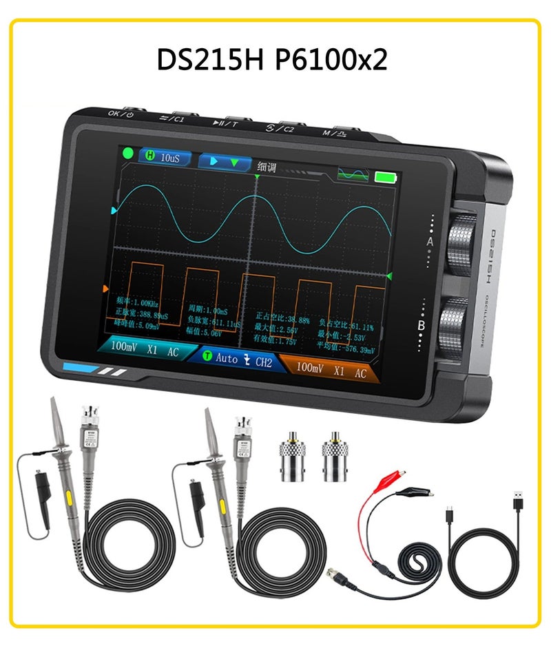 مقياس الذبذبات FNIRSI-DS215H - جهاز اختبار رقمي ثنائي القناة
مقياس ذبذبات محمول محمول ثنائي القناة 2 في 1 - مولد إشارات رقمي عالدقة
مصمم خصيصًا لصناعات الصيانة والبحث والتطوير
عرض ترددي 50 ميجاهرتز
معدل أخذ العينات 250 ميغا عينة في الثانية
يدعم 8 لغات - Image 3