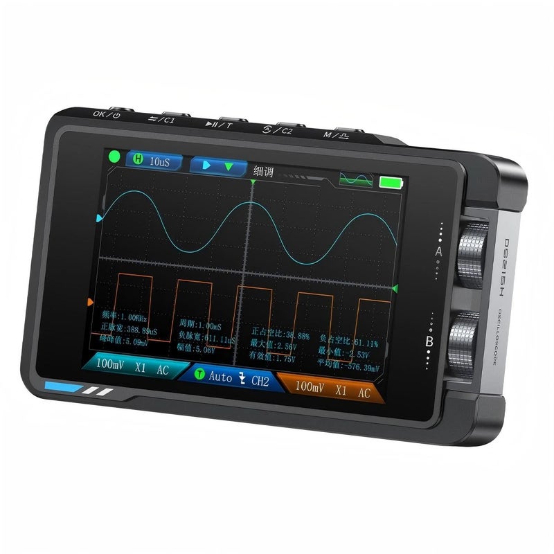 مقياس الذبذبات FNIRSI-DS215H - جهاز اختبار رقمي ثنائي القناة
مقياس ذبذبات محمول محمول ثنائي القناة 2 في 1 - مولد إشارات رقمي عالدقة
مصمم خصيصًا لصناعات الصيانة والبحث والتطوير
عرض ترددي 50 ميجاهرتز
معدل أخذ العينات 250 ميغا عينة في الثانية
يدعم 8 لغات - Image 2