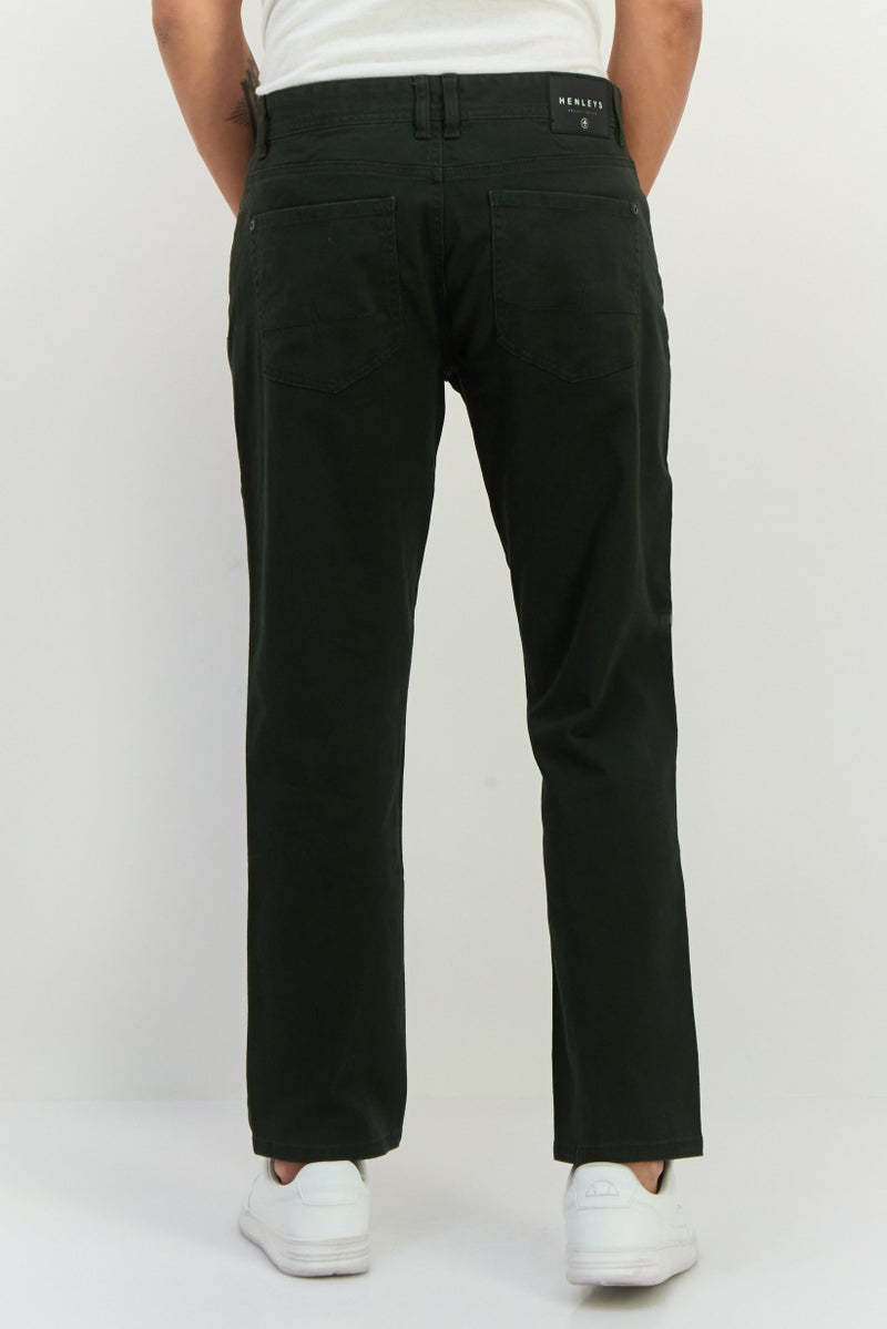 Henleys Men Regular Fit Solid Chino Pants, Green - Image 3