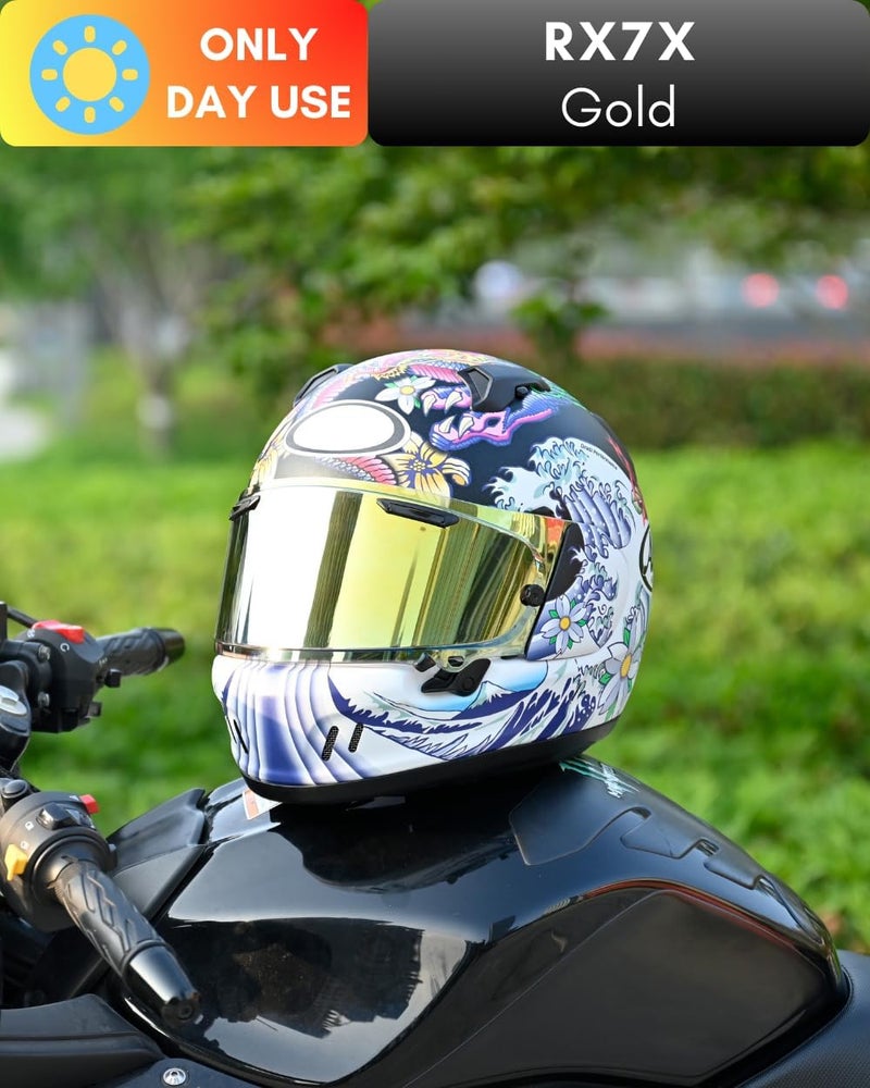 Logto RX7X Replacement Motorcycle Helmet Shield - Gold - Image 3
