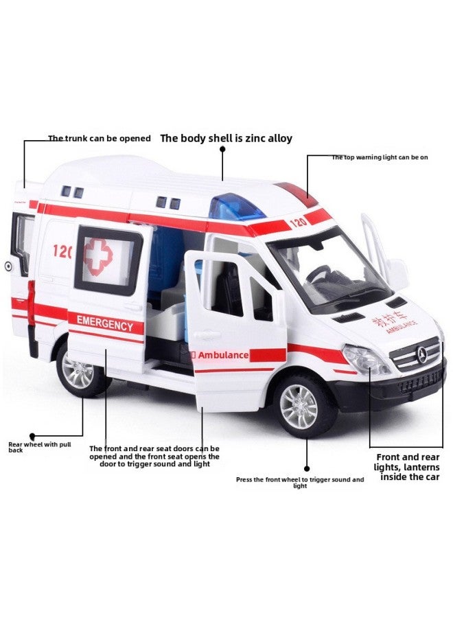 1:32 Eagle Car Model Alloy Model Ambulance Fire Special Police Car Sound And Light Four-door Children's Toy Car Boy-Color:Black  - Image 3