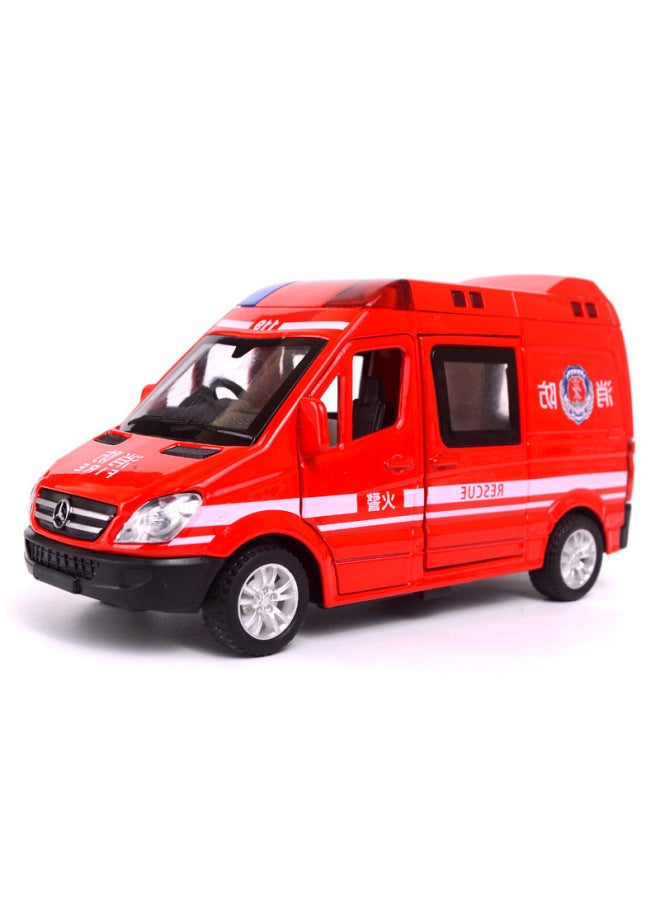 1:32 Eagle Car Model Alloy Model Ambulance Fire Special Police Car Sound And Light Four-door Children's Toy Car Boy-Color:Black  - Image 5