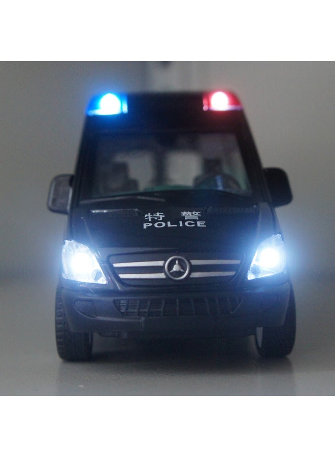 1:32 Eagle Car Model Alloy Model Ambulance Fire Special Police Car Sound And Light Four-door Children's Toy Car Boy-Color:Black  - Image 4
