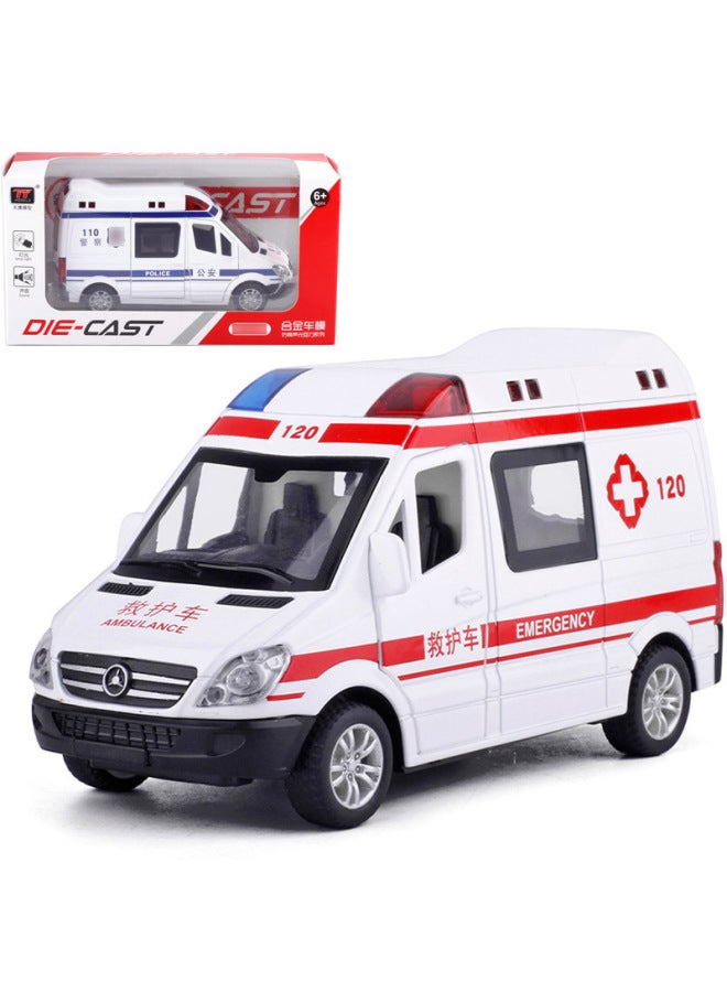 1:32 Eagle Car Model Alloy Model Ambulance Fire Special Police Car Sound And Light Four-door Children's Toy Car Boy-Color:Black  - Image 2