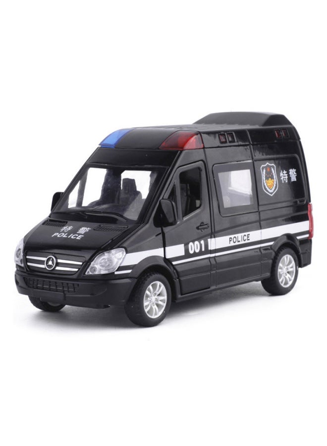 1:32 Eagle Car Model Alloy Model Ambulance Fire Special Police Car Sound And Light Four-door Children's Toy Car Boy-Color:Black  - Image 1