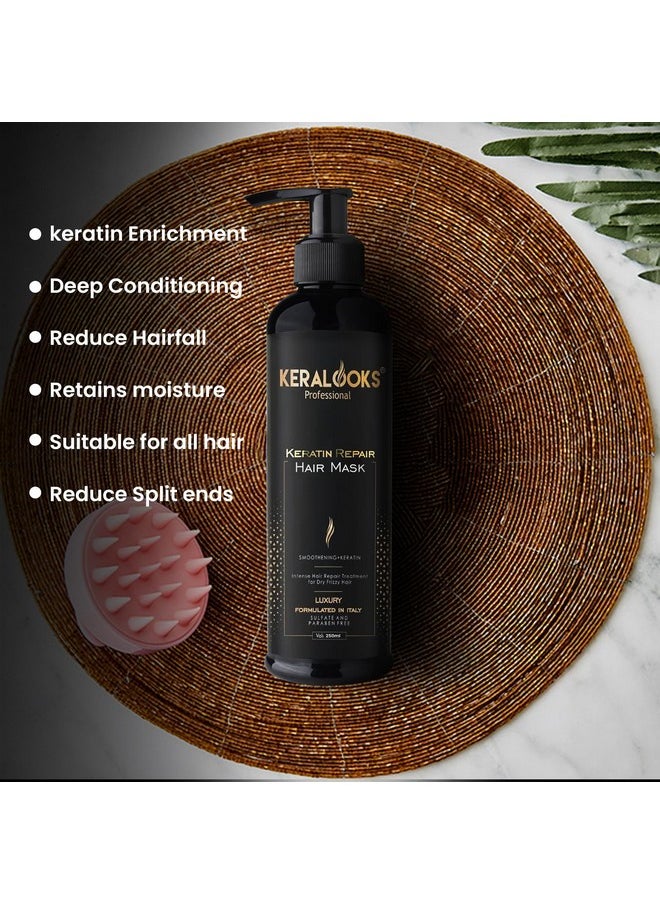 keralooks professional - Keralooks professional ® keratin shampoo+mask Combo pack (250ml) and Argan hair serum 50ml |Promote silky,smooth,and frizz-free hair (Sulphate-free) - Image 1