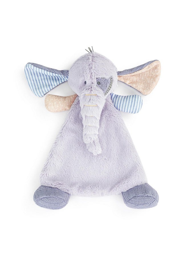 DEMDACO Oddball 11 Inch Soft Polyester Multi-Textured Plush Animal Soothing Security Cuddle Blanket Blankie, Purple and Blue, Elephant - Image 1