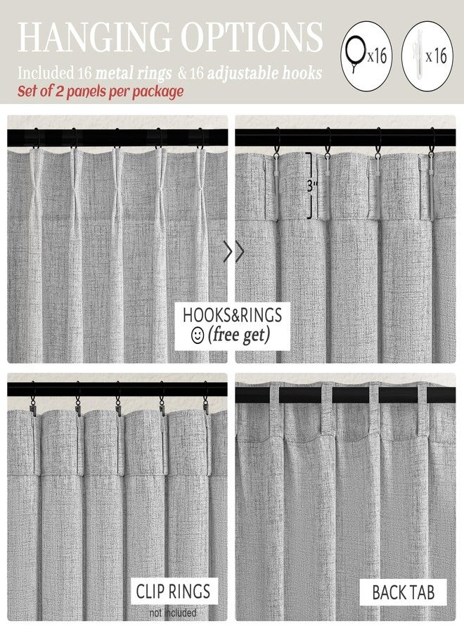 PleatedDrapes Light Grey Pinch Pleated Curtains 96 Inch Long for Patio Sliding Door, Boho Linen Sheer Light Filtering Cortinas para Sala Modern Windows Curtain 40 x 96 Inches Length 2 Panels Set with Back Tab Gray - Image 5