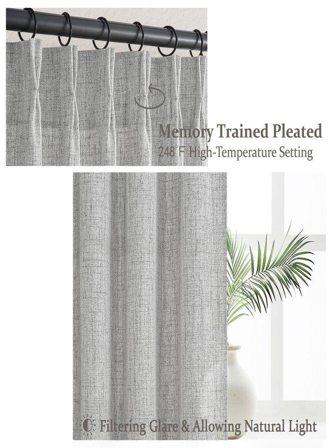 PleatedDrapes Light Grey Pinch Pleated Curtains 96 Inch Long for Patio Sliding Door, Boho Linen Sheer Light Filtering Cortinas para Sala Modern Windows Curtain 40 x 96 Inches Length 2 Panels Set with Back Tab Gray - Image 4