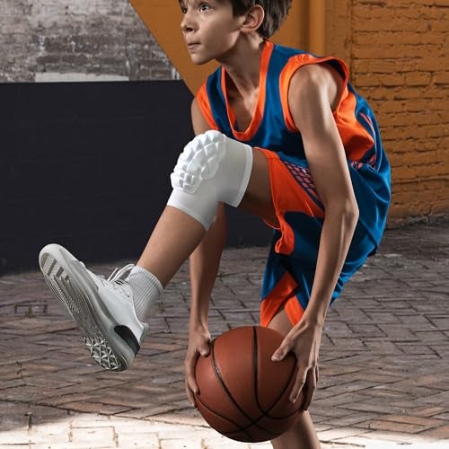 LUODITO Wrestling Knee Pads for Kids Youth Adult, Knee Compression Sleeve for Basketball Volleyball Football, 1 Pair Short Knee Pads Sleeves ((#2) White-2pcs,XLarge) - Image 3