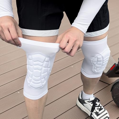 LUODITO Wrestling Knee Pads for Kids Youth Adult, Knee Compression Sleeve for Basketball Volleyball Football, 1 Pair Short Knee Pads Sleeves ((#2) White-2pcs,XLarge) - Image 5