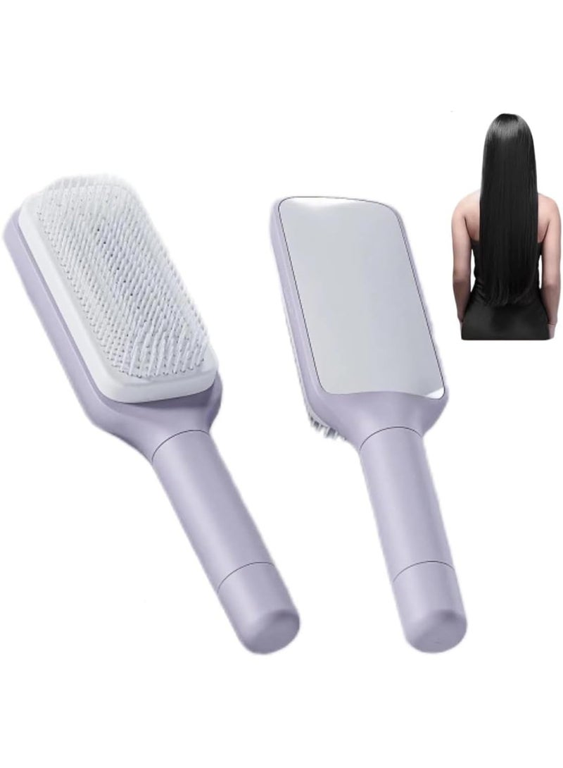 Generic Self Cleaning Hair Brush with Rotating Mechanism – Easy One-Click Hair Removal & Detangling Brush – Suitable for Long, Short & Curly Hair – Daily Use Hair Care Brush – Multicolor - Image 1