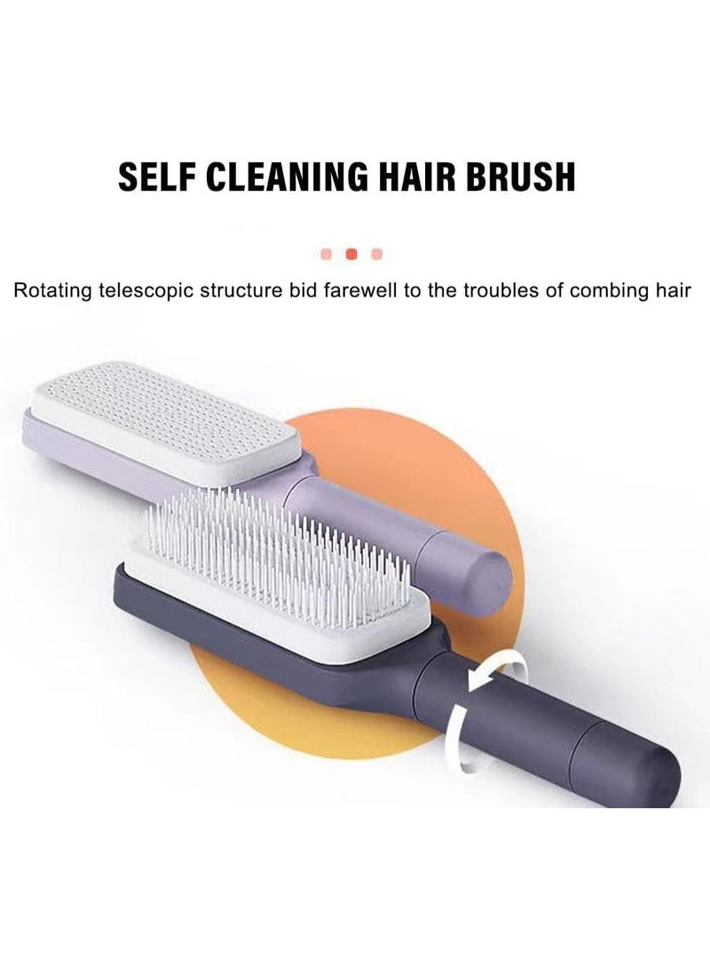 Generic Self Cleaning Hair Brush with Rotating Mechanism – Easy One-Click Hair Removal & Detangling Brush – Suitable for Long, Short & Curly Hair – Daily Use Hair Care Brush – Multicolor - Image 2