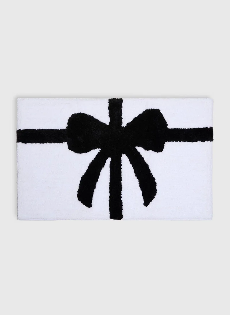 Matalan Black & White Bow Bath Mat