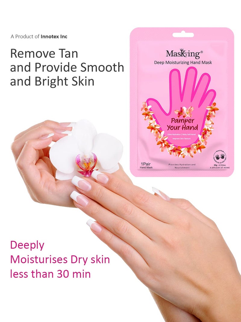 Masking Hand Hydration Gloves for Deep Moisturising Hydration  Nourishment Brightening remove dull dry skin Spa at Home Hand Mask for Soft and Silky Hands 80g pack of 4 - Image 4